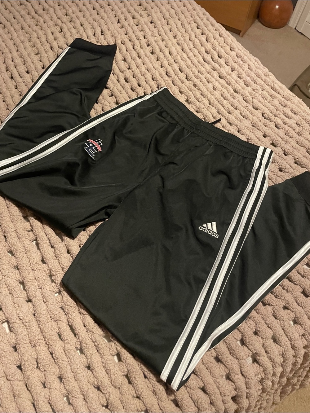 Youth Adidas Black Joggers with White Side Stripes Little League Logo XL (18-20)